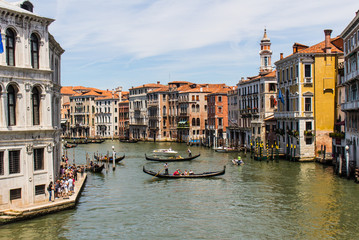 Panorama of Venice and gondola Italy