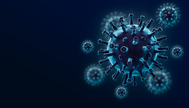 Coronavirus corona virus COVID-19 microscop backgraund.  China covid epidemic nCoV (2019-nCoV) 