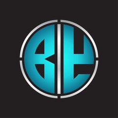 BY Logo initial with circle line cut design template on blue colors