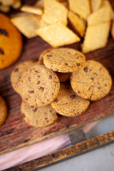Homemade round cookies. Baking cooking. Still life on the table. Food and snack.