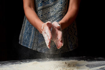 baker prepares homemade cakes