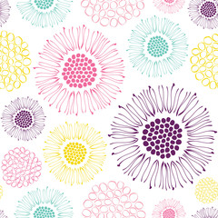 Fototapeta na wymiar Simple seamless vector pattern with stylized flowers.