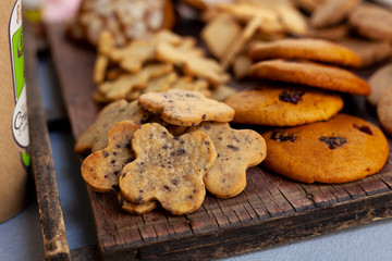 Chocolate Chip Cookies. Homemade cookie in the shape of flowers.