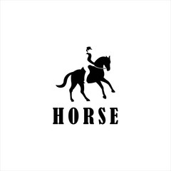 creative people ride horse logo design vector