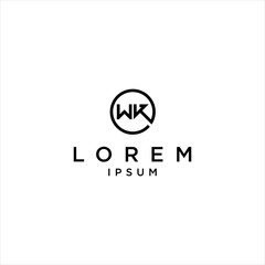 WK Letter Initial Logo Design Vector Modern Minimalist Graphic Clean Black Simple Creative Icon Symbol Shape Art Business Identity Logotype Corporate Brand Royalty
