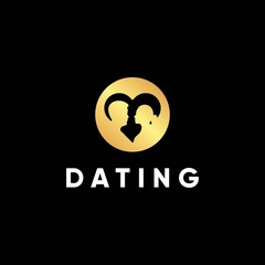 Heart Dating Love Art Black Brand Bubble Business.  Clean Communication Concept Corporate Couple Creative Design Elegant Flat Girl Happy Icon Logo