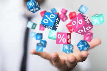 Discount and commission concept 3d