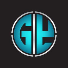 GY Logo initial with circle line cut design template on blue colors
