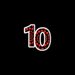 10 Anniversary Celebration Bubble Red Number Vector Template Design Illustration