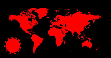 Vector world map illustration of coronavirus epidemic