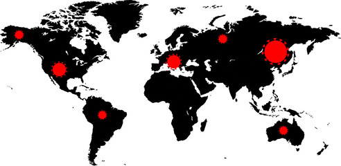 Fototapeta na wymiar Vector world map illustration of coronavirus epidemic
