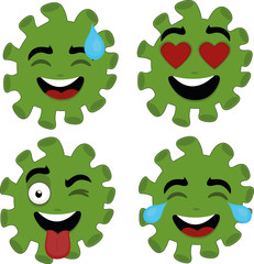 Vector illustration of coronavirus emoticons