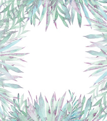 Wedding Invitation, floral invite modern card template with tropical leaves. Elegant, watercolor hand painted flowers