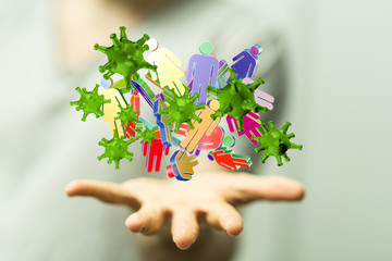 flu virus attack digital 3d