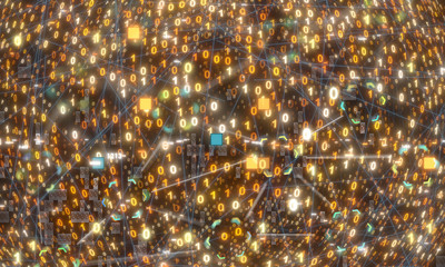 code data concept in hand digital 3d