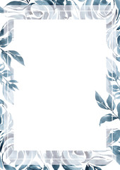 Wedding Invitation, floral invite modern card template with green leaves. Elegant, watercolor hand painted leaves on white background