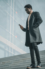 businessman with mobile phone working on a project