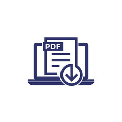 PDF download icon with laptop computer