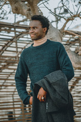 portrait of young man in the nature