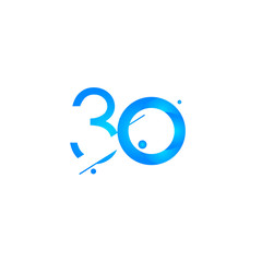 30 Anniversary Celebration Gradient Blue Number Vector Template Design Illustration