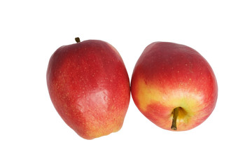 two red apples on a white background