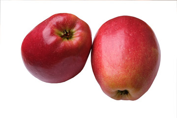 two red apples on a white background