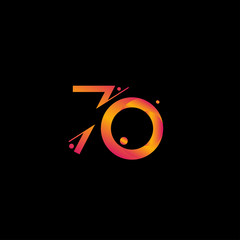 70 Years Anniversary Celebration Gradient Number Vector Template Design Illustration
