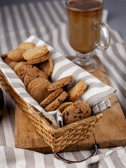 Homemade round cookies. Baking cooking. Still life on the table. Food and snack.