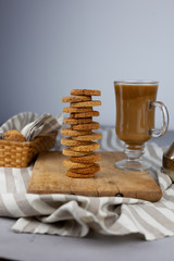 Homemade cookies on the table. Baking background. Food, cooking, flour products.