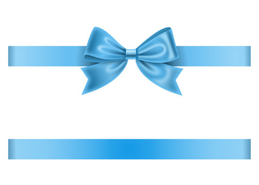 blue ribbon and bow isolated on white