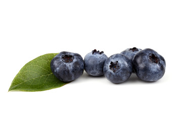 Blueberries and leaf