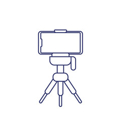mobile phone on tripod, line vector icon