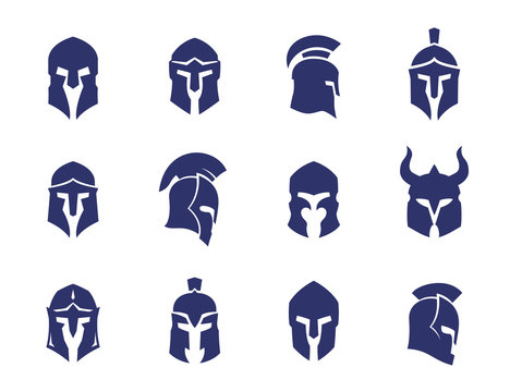 helmets set, spartan, greek and roman, gladiator helmet