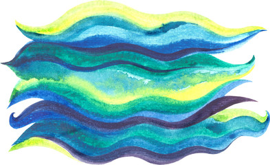 Watercolor, sea waves on a white background, waves,  ocean, marine theme, abstraction.