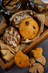 Homemade round cookies. Baking cooking. Still life on the table. Food and snack.