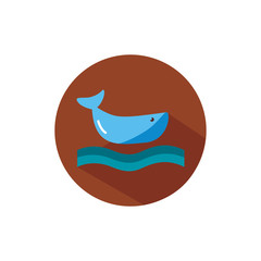 whale sea animal block style icon