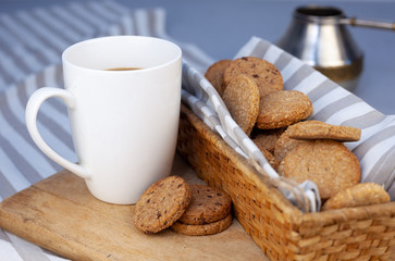 Homemade cookies on the table. Baking background. Food, cooking, flour products.