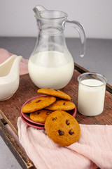 Homemade cookies on the table. Baking background. Food, cooking, flour products.