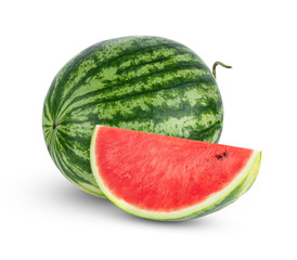 Slice of watermelon isolated on white background.