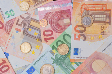 background of Euro and Eurocents - EU currencies