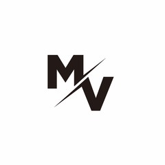 Logo Monogram Slash concept with Modern designs template letter MV