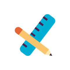 pencil and rule school supply flat style icon