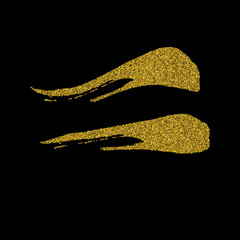 Vector golden brush stroke for you amazing design project. Abstract hand painted golden background for greeting, gift, wedding, greeting card.