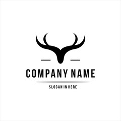 Vintage Bull Head Logo Vector . Powerful Wildlife Symbol with Horns, Strong Animal Silhouette for Hunting, Farm, or Cattle Brand Illustration, Wild Nature Concept and Graphic Design