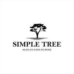 simple oak tree logo design vector ,tree silhouette with black color concept illustration
