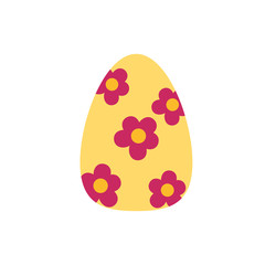 easter egg painted with flower flat style