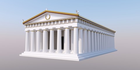 Parthenon, ancient greek temple, visualization, 3D illustration