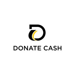 D letter logo design with donate cash money vector illustration