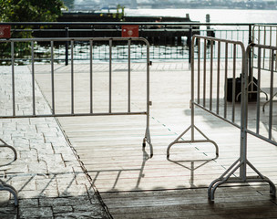 white barricade in the city image photo