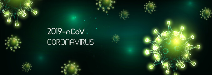 Futuristic Coronavirus 2019-nCoV, Covid-19 web banner template